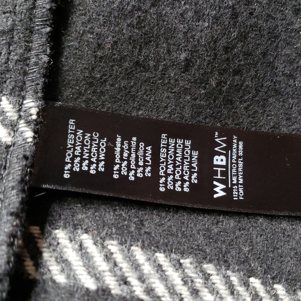 White House Black Market 2% Wool Blend Black White Tie Blazer Jacket Coat - Picture 7 of 7